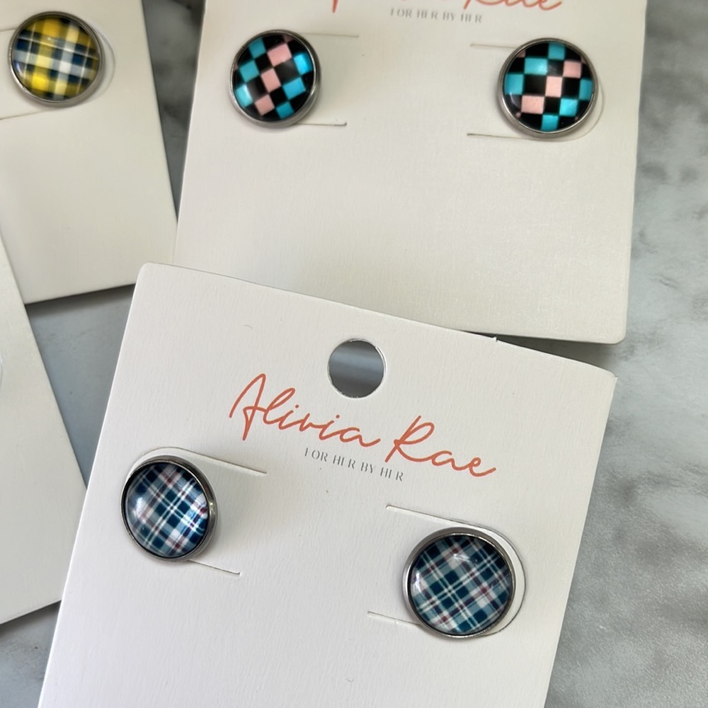 Alivia Rae Checkered Earrings Set - Multicolor - Picture 3 of 4